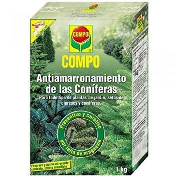 COMPO Antiamarronamiento de coníferas de larga duración, Para todo tipo de coníferas y plantas de hoja perenne, 6 meses de duración, 1 kg