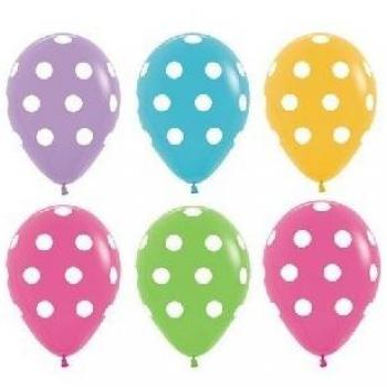 SEMPERTEX - Globos Colores Lunares Blancos, Color Multicolor, Talla 30 cm diámetro