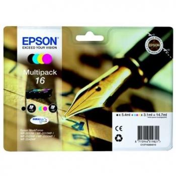 INK-JET EPSON 16 MULTIPACK WORKFORCE WF-2010W WF-2510WF WF-2520NF WF-2530WF WF-2540WF NEGRO AMARILLO CIAN Y MAGENTA 8 Unidades