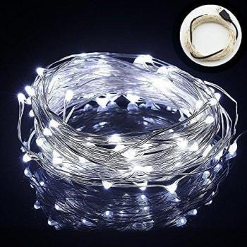 HanLuckyStars Guirnaldas Luminosas Cadena de luces 10M 100LED Resistente al agua para Adornos Boda Ceremonia árbol de Navidad Fiesta Jardín Exterior Interior,Cargar por USB
