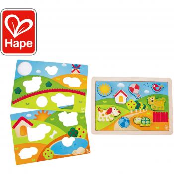 Hape - Puzzle de Madera 3 en 1 Amigos de Pepe