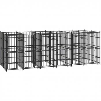 vidaXL Outdoor Dog Kennel Steel 11.06 m²