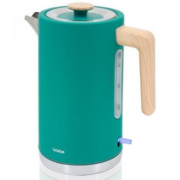 Hervidor de Agua Eléctrico Inalámbrico Briebe 1,7L Ebullición Rápida Libre de BPA Base 360° 2200W Diseño Nórdico Verde