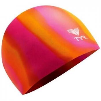 TYR Multi Silicone Cap, Orange/Pink