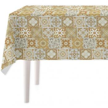 Mantel Resinado Impermeable antimanchas Protector de Mesa Salon Comedor Facil de Limpiar Modelo Mosaic amarillo