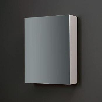 Espejo de Baño Blanco con Puerta y Estante Interior de Cristal 45 cm