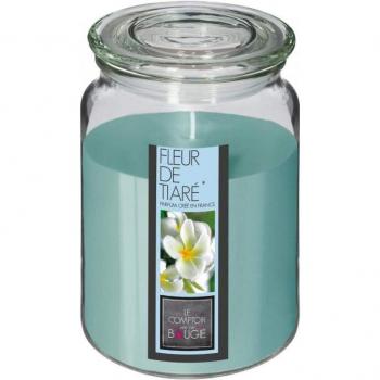 Vela Perfumada XXL en Vidrio con Flor de Tiare - 510g - 10 x 10 x 14,5 cm