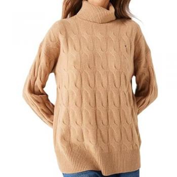 Tommy Hilfiger Women's Black Soft Wool Cable Knit Turtleneck Sweater - Size XS