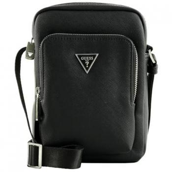 Bandolera Milano Saffiano Guess para Hombre - Negra, Casual, Poliuretano