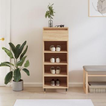 Zapatero de madera multicapa contrachapada roble Sonoma 40x36x105 cm Marrón