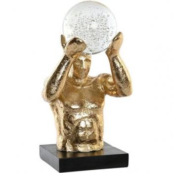 Escultura decorativa de hombre moderno en resina negra y dorada - Figura elegante para el hogar (17 x 16 x 31,5 cm)