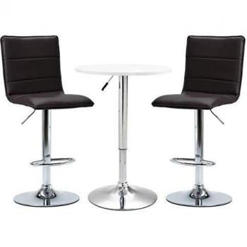 vidaXL Set Mesa Alta y Taburetes de Bar 3 Piezas Cuero Sintético Hogar Jardín Salón Cocina Bricolaje Decoración Diseño Mobiliario Muebles Blanco