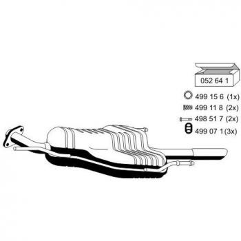 Silenciador trasero original ERNST 053099 - Escape de 1010 mm