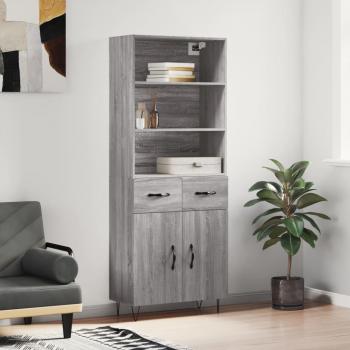 Aparador alto de madera contrachapada gris sonoma 69,5x34x180 cm
