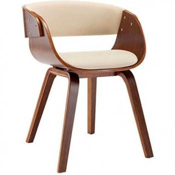 Cream Bent Wood Dining Chair with Faux Leather