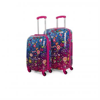 KUKUXUMUSU - 55900 SET 2 TROLLEYS POLICARBONATO, Color Fucsia
