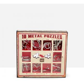 Set de 10 puzzles de metal en 3D para resolver nudos de color rojo