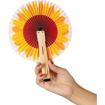 Abanico plegable de papel Fisura girasol para bodas y eventos