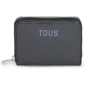 Tous - Monedero de mujer New Dorp mediano, color negro, diseño elegante y moderno, fabricado en piel de alta calidad, con cierre de cremallera, múltiples compartimentos para tarjetas y billetes, tamaño compacto ideal para llevar