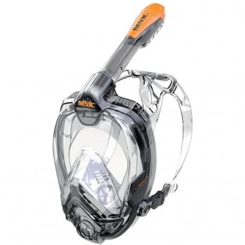 SEAC Libera Máscara intégral de Snorkeling, Juventud Unisex, Negro/Anaranjado, XS-S