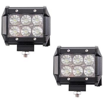 MCTECH 2 X 18W LED cuadrada campo a través luz de inundación del reflector de la luz de los faros de trabajo de SUV, UTV, ATV faros de trabajo adicionales lámparas de campo a través de la linterna 12V