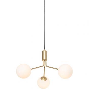 Lámpara colgante moderna dorada con cristal opal 3 luces - Coby, Art Deco, adecuada para LED, max. 3 x 28 Watt