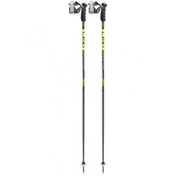 Bastones de esquí Leki Detect S - 115 cm, color verde oliva y amarillo neón (par)