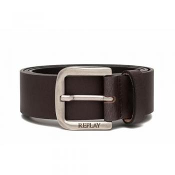 Cinturón Replay de Cuero para Hombre y Mujer, Color Marrón/Negro, Tamaño 100 cm
