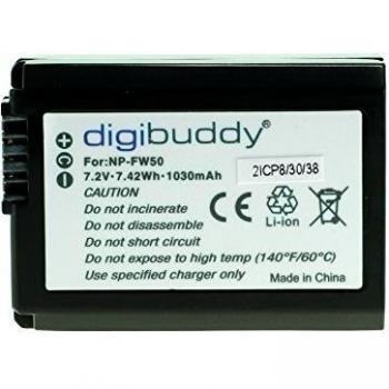 digibuddy ® Batería Premium para Sony NP-FW50 Li-Ion – Capacidad probada 1030 mAh – Premium batería de última generación – lista de compatibilidad se encuentra en la descripción