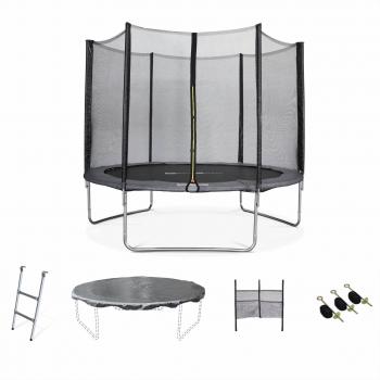 Cama Elástica Mars XXL de 305 cm con Pack de Accesorios, Gris, 303x303x78 cm