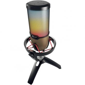 CHERRY UM 9.0 PRO RGB Micrófono USB de Mesa con Iluminación RGB para Oficina, Streaming y Gaming - Negro/Cobre