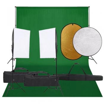 Kit de Estudio Fotográfico Dia e Noite con Conjunto de Luces, Telón de Fondo y Reflector