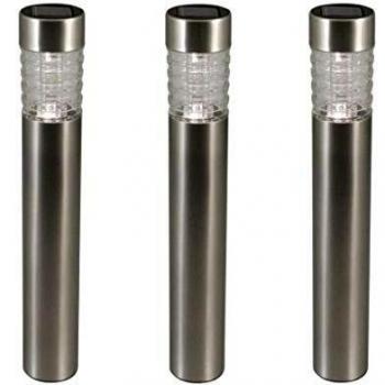Luxform Postes de Luz Solares LED Tacoma 3 Unidades Plateado Lámparas 34315