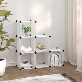 Estantería de Cubos con 6 Compartimentos PP Organizador Armario Color Negro y Transparente