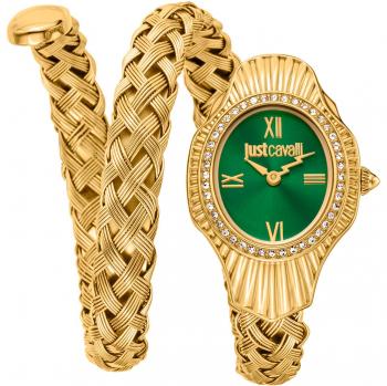 Just Cavalli Women's Twined Green Dial Watch with Gold Yellow Strap - JC1L305M0035