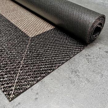 Alfombra Vinílica de Tejido Premium Resistente y Segura para Interior y Exterior, Alfombra de Alta Gama Lavable Antideslizante, 80 x 150 cm, Arena-Negro