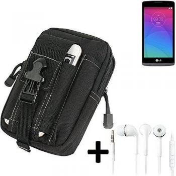 Bolsa del cinturón / funda para LG Electronics Leon 4G, negro + auriculares | compartimientos adicionales con el espacio para el banco de la energía, disco duro, etc. - K-S-Trade
