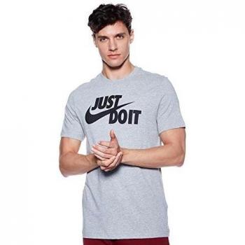 Nike Men's Just Do It Swoosh T-Shirt - Dark Grey Heather/Black, Size M