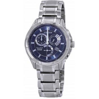 Citizen Eco-Drive Perpetual Calendar GMT Stainless Steel Blue Dial Men's Watch BL8160-58L