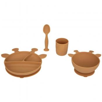 Set de Alimentación 4 Piezas para Bebés de Silicona Jirafa
