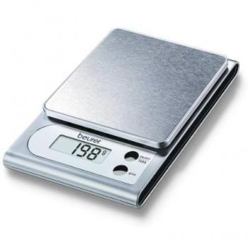 Beurer KS-22 - Balanza de cocina, medición 3 kg/1 gr, plataforma en acero inoxidable