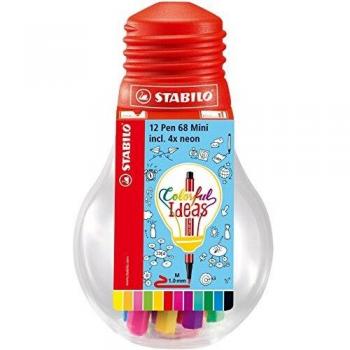 Rotulador STABILO Pen 68 mini - Estuche Colorful Ideas con 12 colores