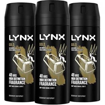 Desodorante y Spray Corporal Lynx Gold - 48 Horas Fresco - Madera de Oud y Vainilla Oscura - 150ml