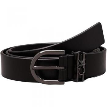Calvin Klein Women's Black Leather Belt - 95 cm / 38 Inches with Round Buckle