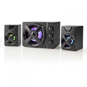 Altavoces Gaming 2.1 Nedis con Subwoofer, Alimentación USB, Conector 3.5 mm, Potencia de 33 W y Luces LED