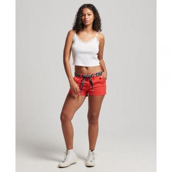 Pantalones Cortos Chinos Vintage Hot Superdry Mujer Rojo Soda Pop Talla XL
