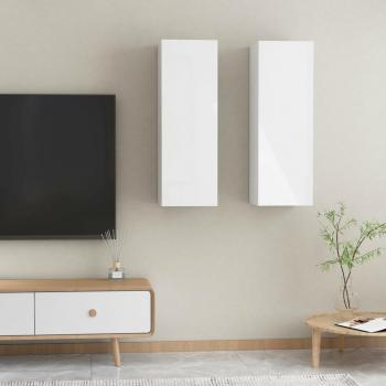 Mueble para TV vidaXL 2 uds contrachapado blanco brillo 30,5x30x90 cm