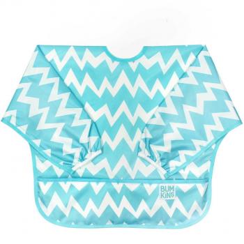 Hippychick Bumkins Sleeved - Babero, diseño Blue Chevron, 36 x 35 x 1 cm