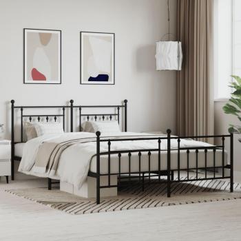 vidaXL Metal Bed Frame without Mattress with Footboard Black 183x213cm