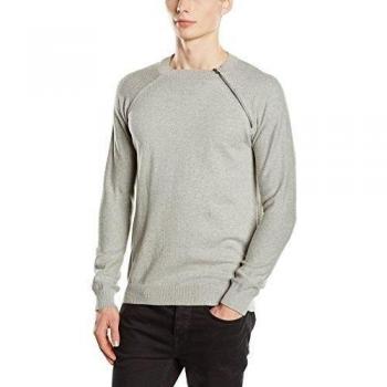 Jack & Jones jjcoBRYAN KNIT CREW NECK-Suéter Hombre,    gris